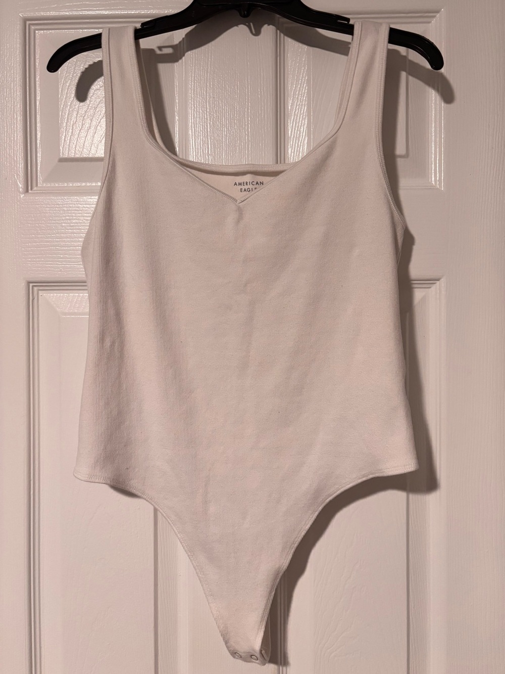 American Eagle Outfitters White Ribbed V- Neck Bodysuit